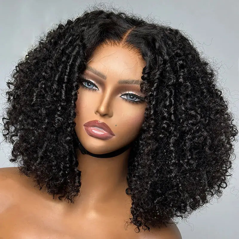 Cheap Brazilian Hair Kinky Curly Short Bob Lace Front Wigs for Lace Remy Hair Glueless HD Frontal for Black Women