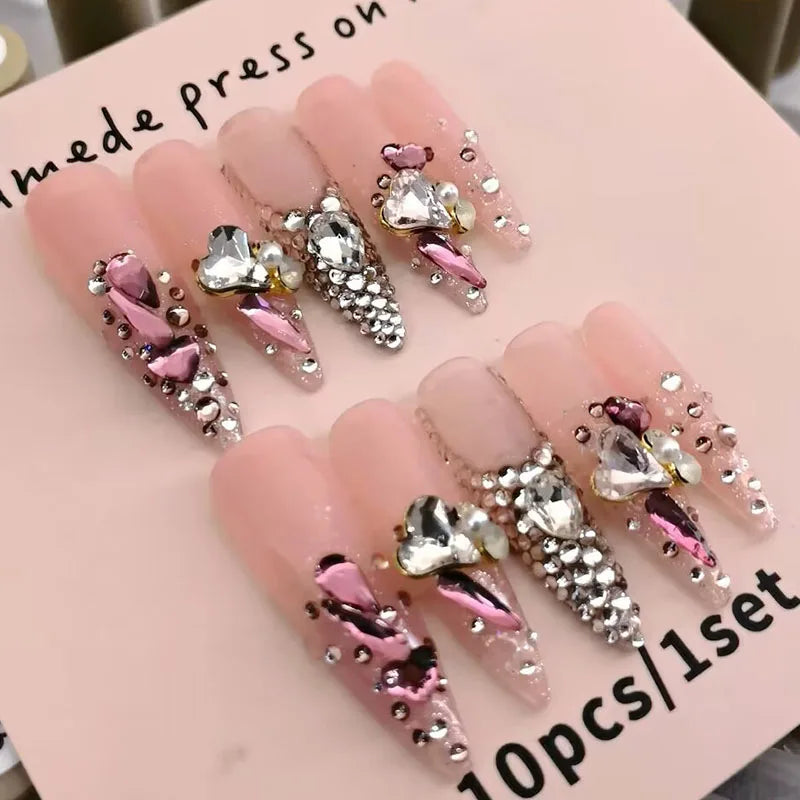 10 Handmade High-quality 3D Design Full Cover Fake Nails Wholesale Brand Logo Press-on Nails for Finger Application Black White - 8