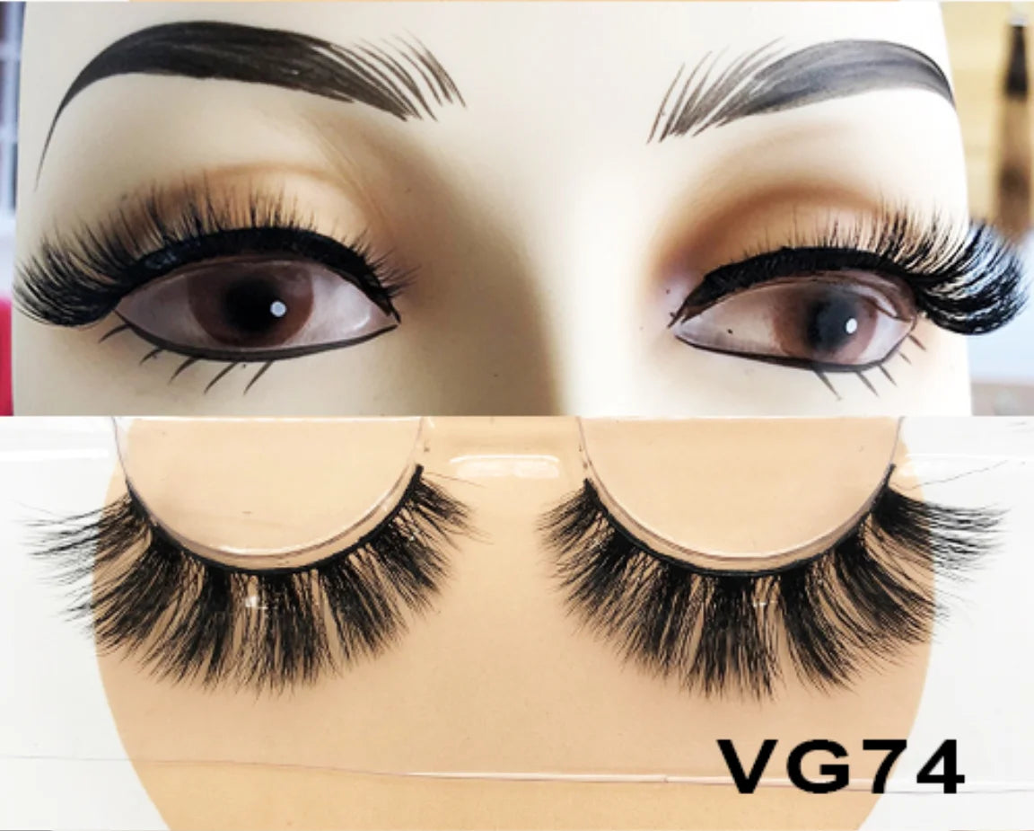 Wholesale Vegan FAUX Mink Eyelashes 25mm 3D Fluffy Full Strip Lashes with Box Cruelty-Free Vendors - Natural Long / VG74