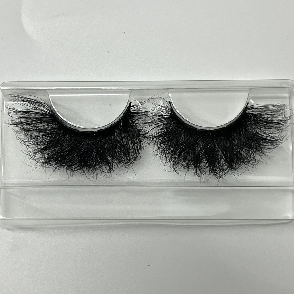 Long Fluffy 25mm Real Mink Eyelashes Wholesale Custom Logo Strip Lashes Bulk Vendor