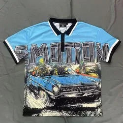 2026 High Quality Cotton Gothic Short Sleeve Skull Printed Hot Drilling T-shirts Low Price Wholesale GUAPI Men's T-shirts - Light Blue