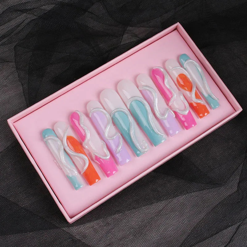 Handmade 10-Piece Luxury Press-On Nails Salon-Quality 3D Nail Art CE Certified for Fingers Low MOQ Wholesale Private Label