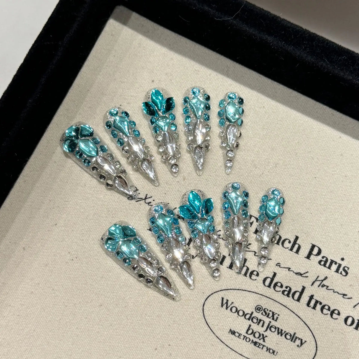 Design 100 Collection High Quality 10pcs Press-On French Square Fake Nails Luxury Handmade Acrylic Gel for Fingers Art Handmade - 32