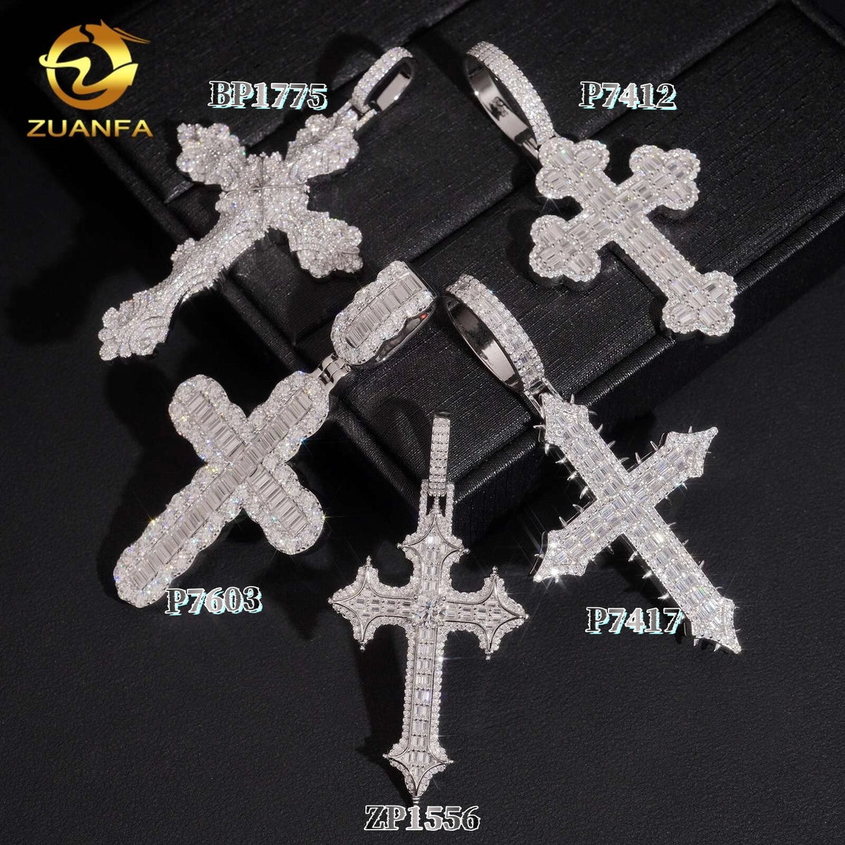Supplier Selection Cross Pendant Hot Sale Moissanite Pendant Men Iced Out Jewelry Custom Hip Hop Pendant - Silver / ZP1556
