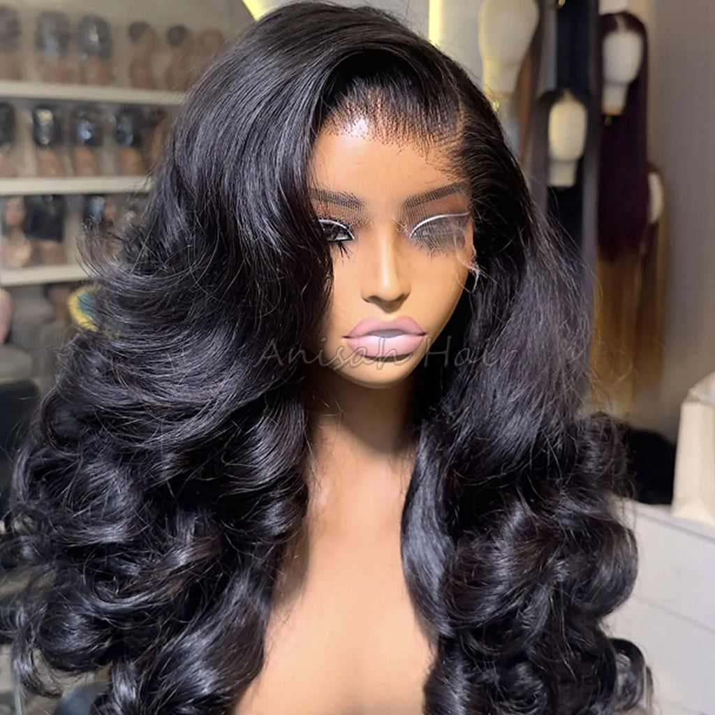 Raw Vietnamese Double Drawn Human Hair HD Lace Front Wigs Pre Plucked Body Wave Glueless Transparent for Lace Long Length