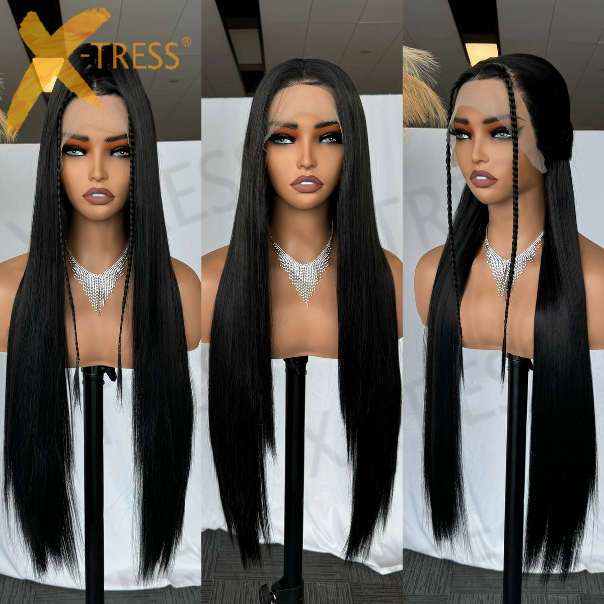 Chocolate Dark Brown Lace Front Wig 13x6 Synthetic Long Straight Glueless Dark Brown Wig for Black Women Beginner Friendly