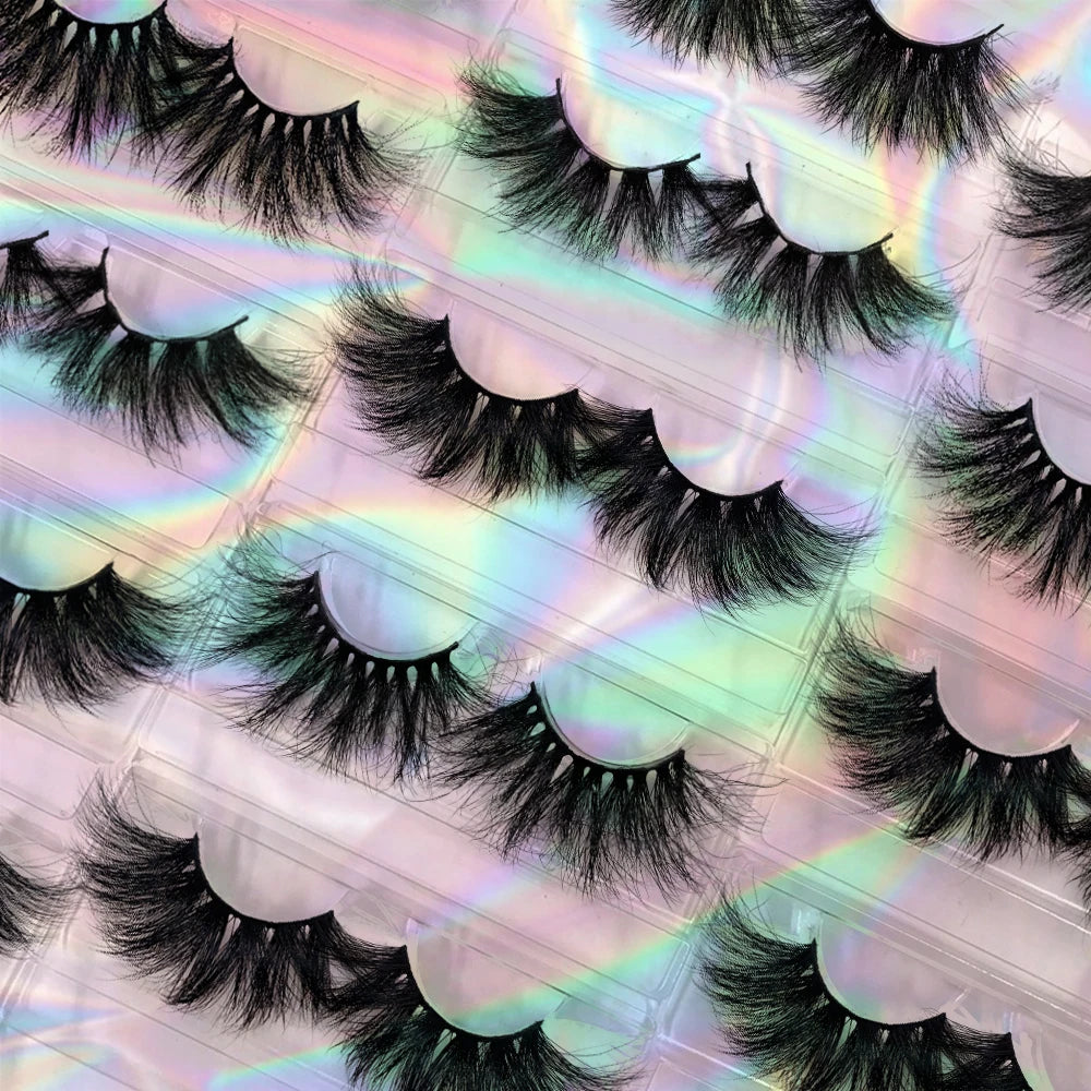 100% Siberian 3D 5d Mink Fur Eyelashes 20mm 25mm Super Long Black Lashes Packaging Box