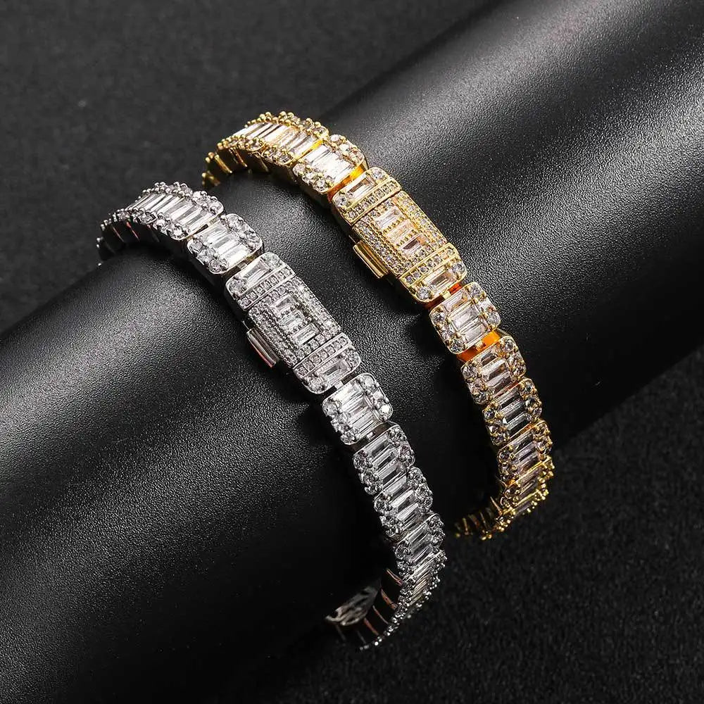 Women Custom Luxury Baguette Lab Grown Diamond Bracelet Necklace Solid 14K Rose Gold VVS Diamond Tennis Chain Bracelet - 0.1-10ct