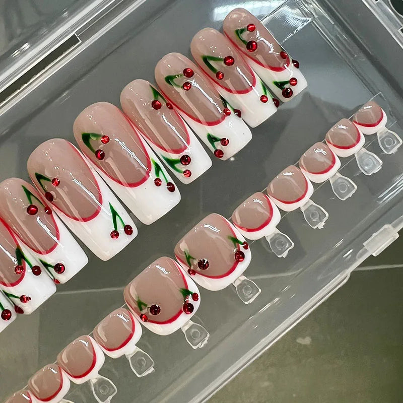 Custom Logo Box Wholesale 100% Handmade Acrylic Art Nail Press-on Nails 3D Design Full Cover with Glue