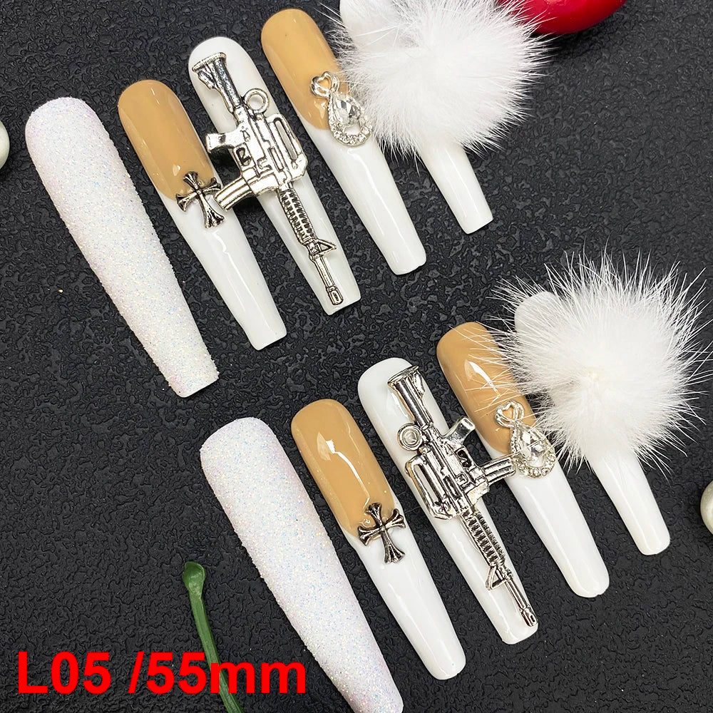 10PCS Full Decorated Soft Gel Thick Acrylic Handmade Nails Press on 55mm Extra Long Salon Design Artificial Fingernail Wholesale - L05 / 50g