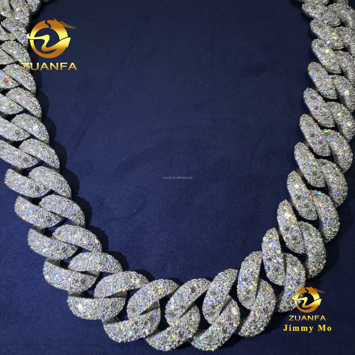 New Arrivals 24mm Rapper Jewelry GRA Certificate 925 Solid Silver Prong Setting Iced Out Nulti Shape Moissanite Cuban Link Chain