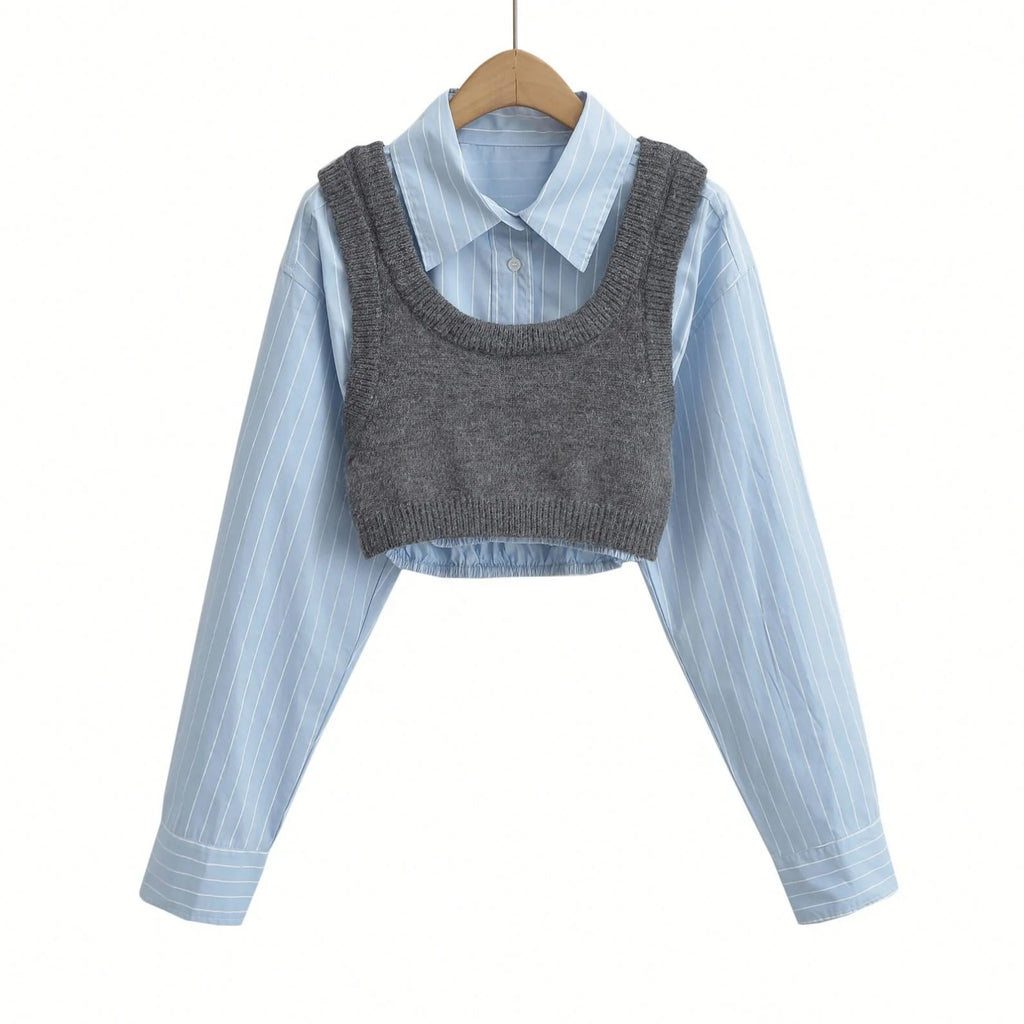 2026 Fall Winter New Arrivals Fashion Boutique Knitted 3 Piece Vest+shirts+skirt Set