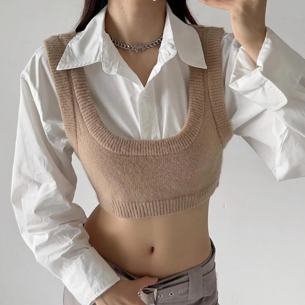 2026 Fall Winter New Arrivals Fashion Boutique Knitted 3 Piece Vest+shirts+skirt Set