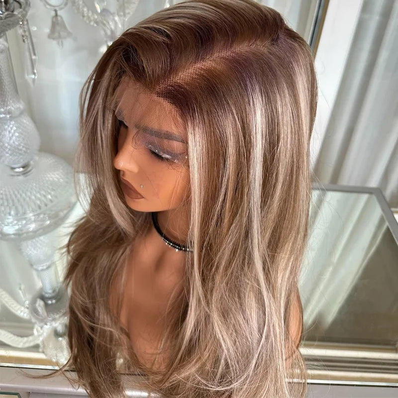 Highlight Blonde Wigs Human Hair 13x6 Full Frontal Wigs 100% Cuticle Aligned Virgin Hair Glueless Wigs for Woman