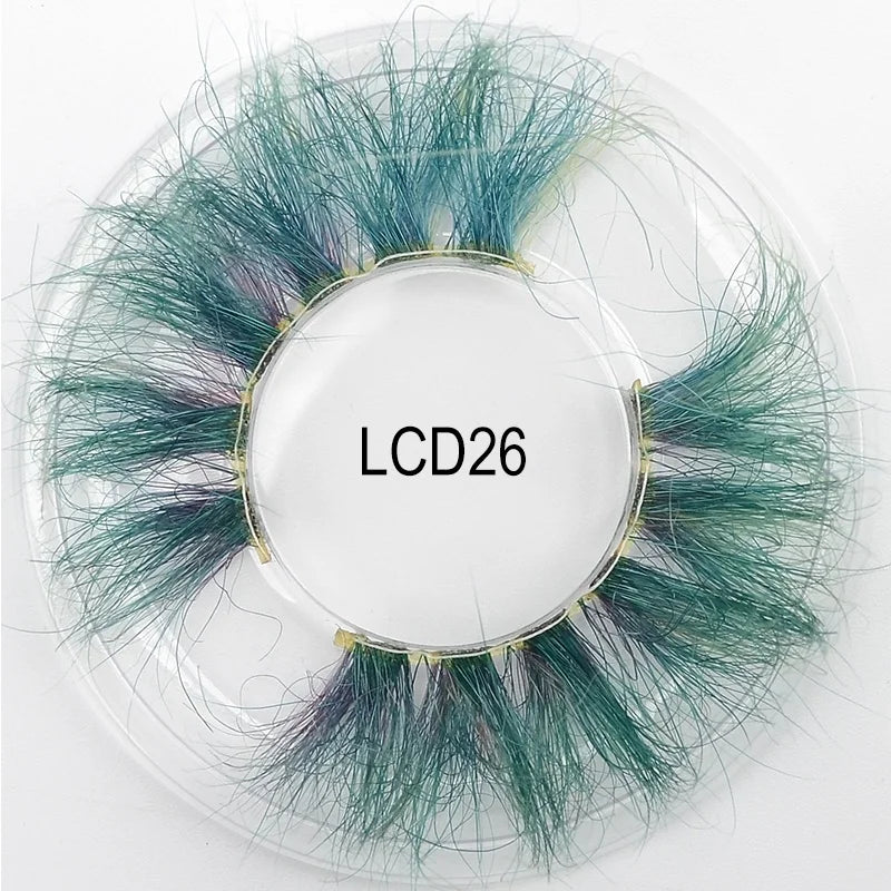 Heart Girl Wholesale  Lash  3D Colourful Lashes Natural Fluffy 25mm Mink False Full Strip Eyelash Boxes Custom logo - Mix / Plastictray+cover / LCD26