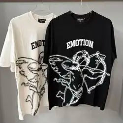 2026 High Quality Cotton Gothic Short Sleeve Skull Printed Hot Drilling T-shirts Low Price Wholesale GUAPI Men's T-shirts