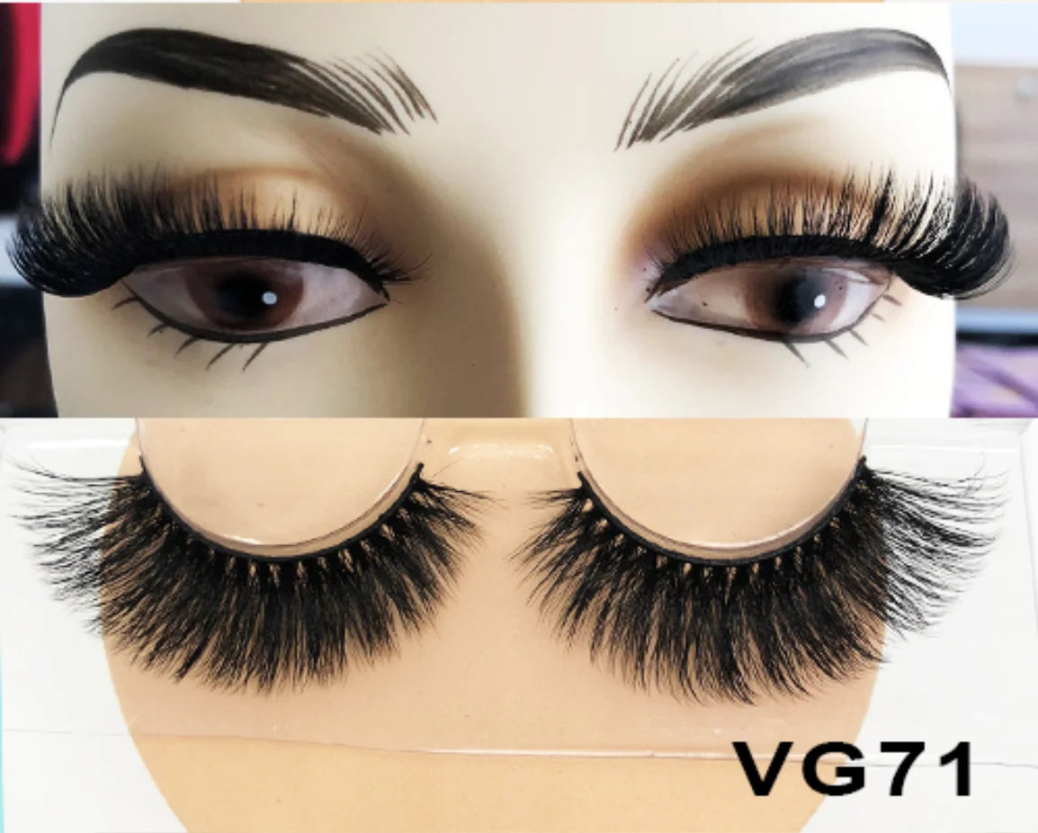 Wholesale Vegan FAUX Mink Eyelashes 25mm 3D Fluffy Full Strip Lashes with Box Cruelty-Free Vendors - Natural Long / VG71