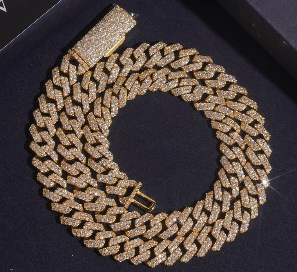 GRA Certificated Moissanite Chain Cuban 6 8 10 MM Hip Hop Jewelry VVS Moissanite Cuban Link Brass Miami Cuban Link Chain