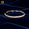 Lab-Grown Diamond Half Eternity Wedding Band, 10K Yellow Gold Pave Ring; Lab Diamonds Anniversary Band Rings - HR3056