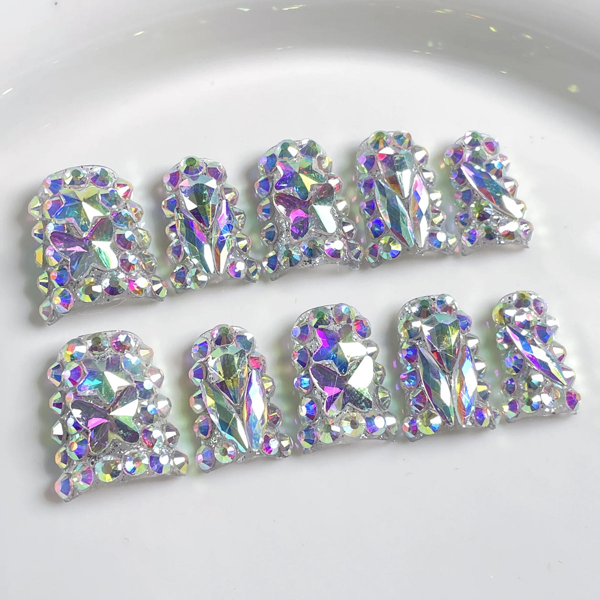 Design 100 Collection High Quality 10pcs Press-On French Square Fake Nails Luxury Handmade Acrylic Gel for Fingers Art Handmade - 99