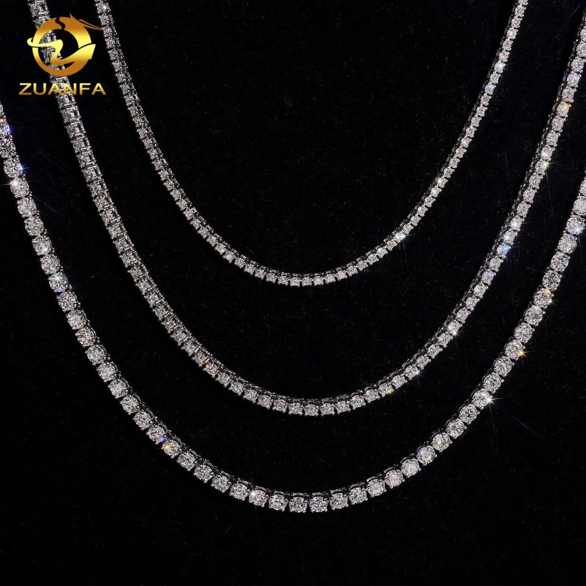 Luxury Lab Grown Diamond Tennis Necklace Solid 925 Silver Rhodium Plated NGTC Certificate Lab diamond Classical Tennis Chain