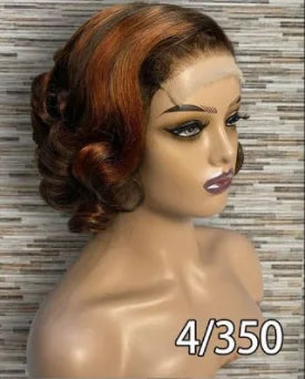Glueless Short Bouncy Loose Wave Wig 5*5 HD Lace Front Wig Pre Plucked Bouncy Curl Bob Wig Raw Virgin 100% Vietnamese Human Hair - Piano orange