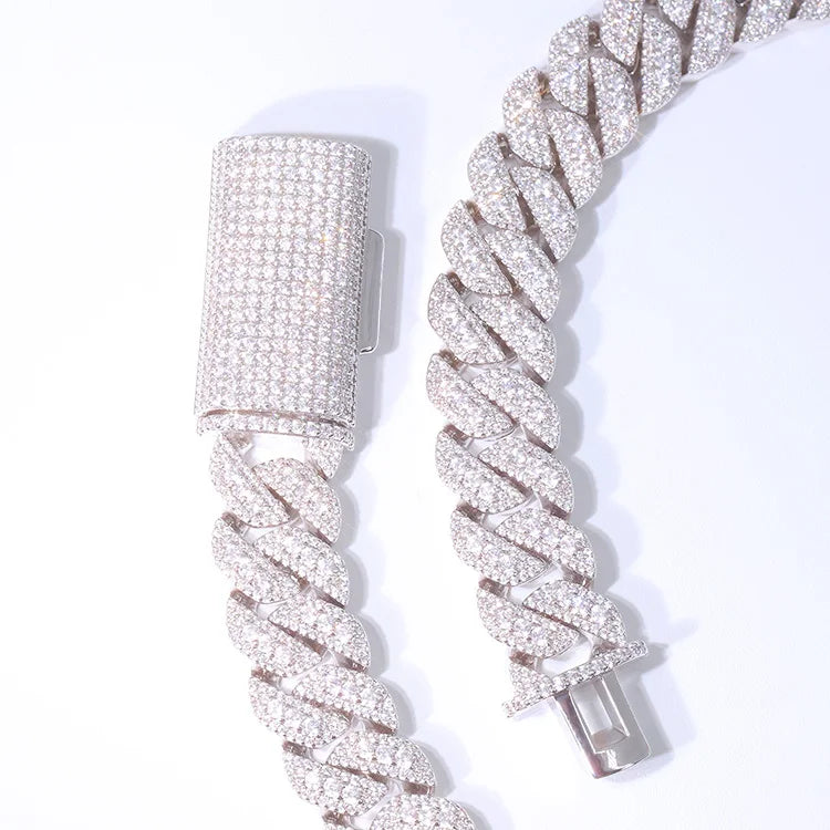 GRA Certificate VVS D Color Moissanite Diamond 15MM Hip Hop Iced Out Raised Cuban Link Chain Jewelry Necklace
