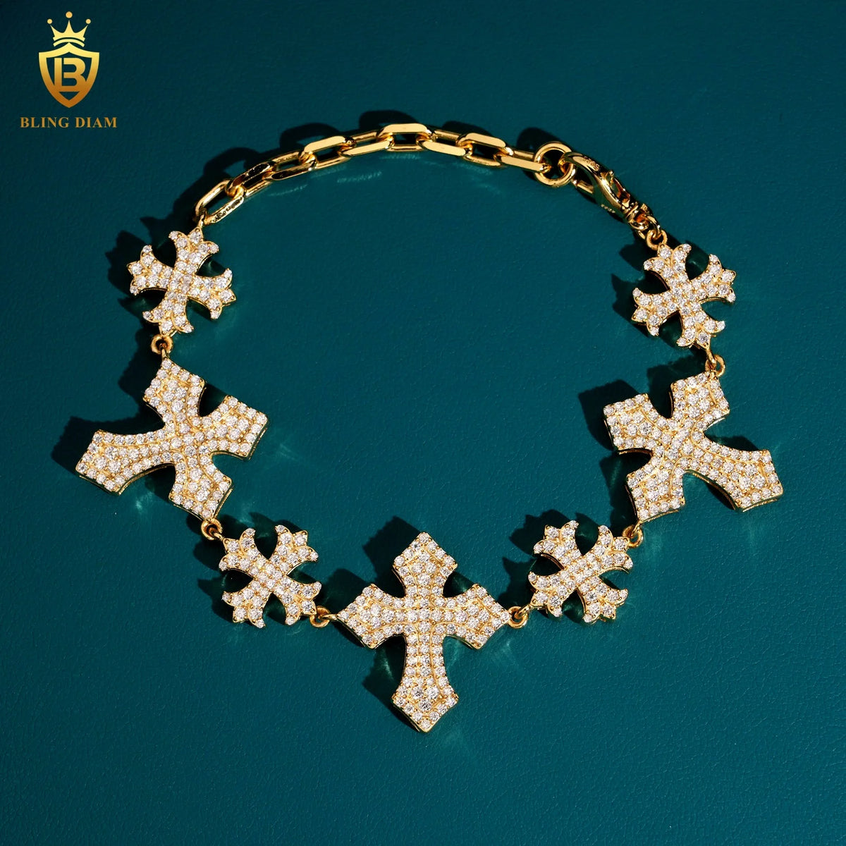Fashion Cross Link Chain Bracelet Men Women Bracelet Pass Diamond Tester VVS Iced Out Moissanite Hip Hop Chain 925 Silver GRA
