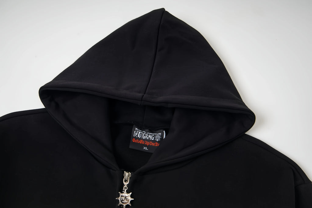 Top Quality 100% Cotton Zip up Hoodies Men Sweatshirts Streetwear American Hip Hop Style Oversized Glo Gang Hoodie for Men
