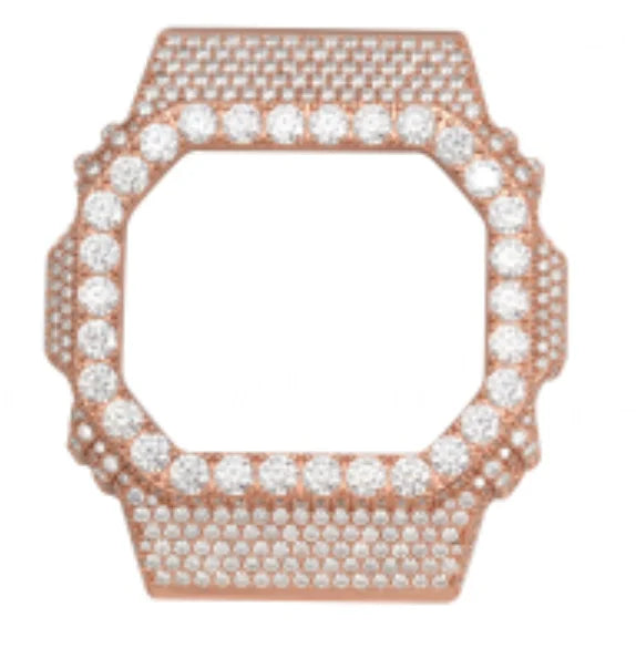 Iced Out Paas Diamond Tester Hip Hop Jewelry DW5600A1 DW5600 Brass VVS Moissanite Diamond Watch Case Bezel - BP4267-Rose Gold Color-DW5600A1