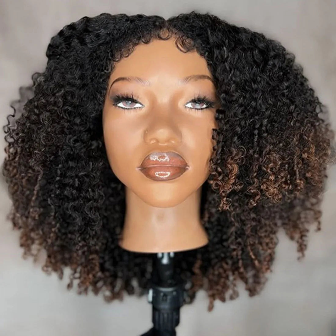 4C Textured Hairline Wigs Curly Baby Hair Natural Edges HD Lace Frontal Glueless Wigs Ombre Afro Kinky Curly Human Hair Wigs