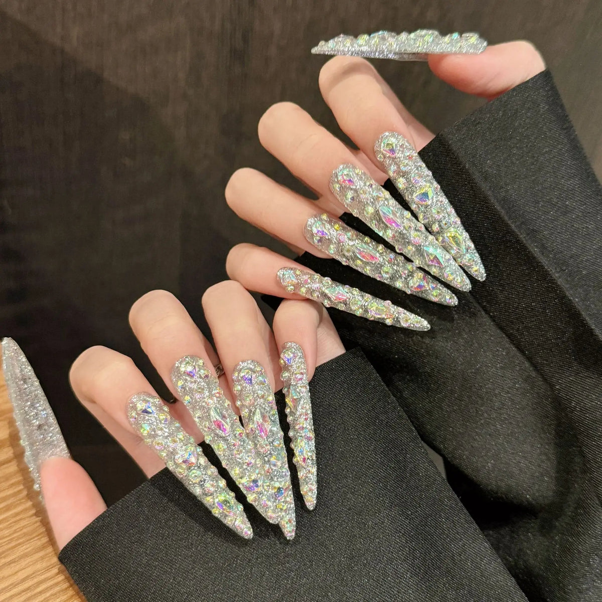 Design 100 Collection High Quality 10pcs Press-On French Square Fake Nails Luxury Handmade Acrylic Gel for Fingers Art Handmade - 04
