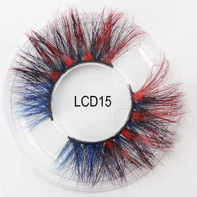 Heart Girl Wholesale  Lash  3D Colourful Lashes Natural Fluffy 25mm Mink False Full Strip Eyelash Boxes Custom logo - Mix / Plastictray+cover / LCD15