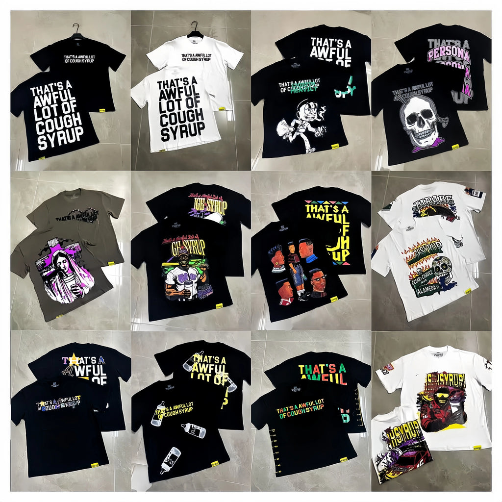 THAT'S AWFUL LOT COUGH SYRUP Men's Oversized Loose Fit T-shirt 100% Cotton Satin Fabric Breathable Anti-Pilling Character