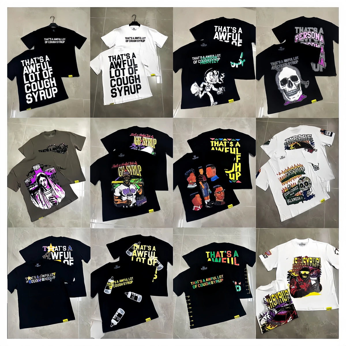 THAT'S AWFUL LOT COUGH SYRUP Men's Oversized Loose Fit T-shirt 100% Cotton Satin Fabric Breathable Anti-Pilling Character