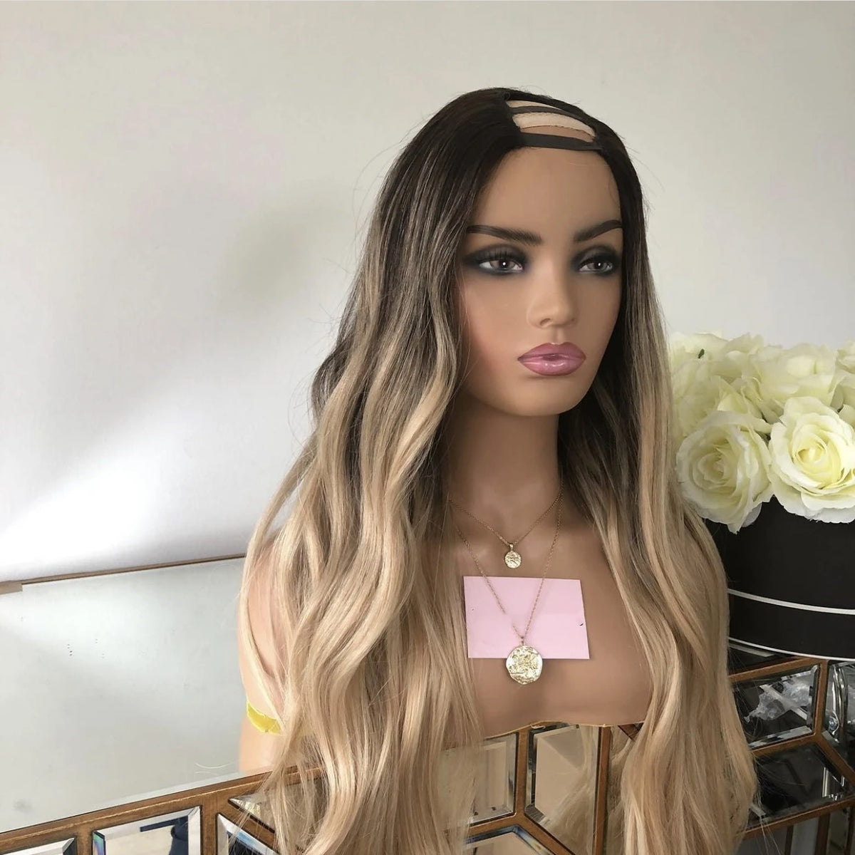 Thick 300% Density Natural Color Body Wave Remy Virgin Brazilian Cuticle Aligned Double Drawn Glueless Long U Part Wigs Hair - Blonde Ombre 4 / Body Wave