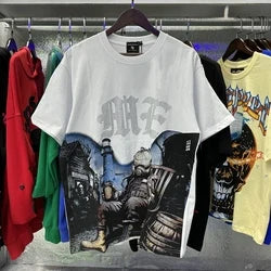 2026 High Quality Cotton Gothic Short Sleeve Skull Printed Hot Drilling T-shirts Low Price Wholesale GUAPI Men's T-shirts