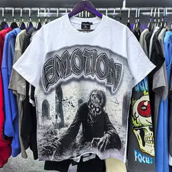 2026 High Quality Cotton Gothic Short Sleeve Skull Printed Hot Drilling T-shirts Low Price Wholesale GUAPI Men's T-shirts