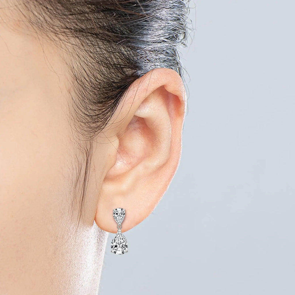Dangle Earrings for Women Lab Grown Diamond/Emerald/Gemstone Drop Dangle Earrings Hypoallergenic White Gold Plated Jewelry