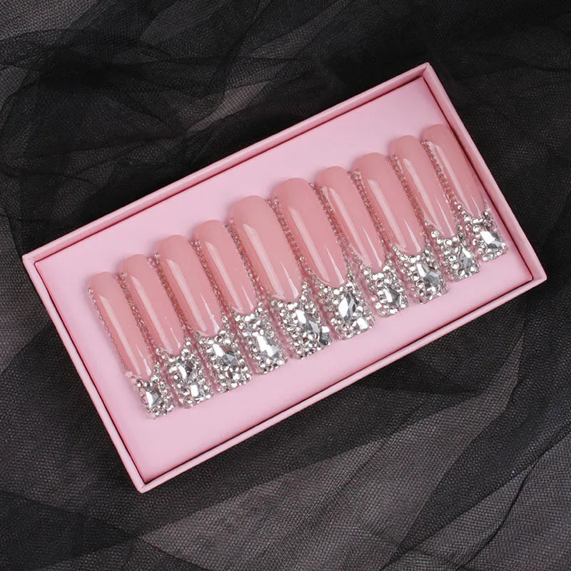 Handmade 10-Piece Luxury Press-On Nails Salon-Quality 3D Nail Art CE Certified for Fingers Low MOQ Wholesale Private Label