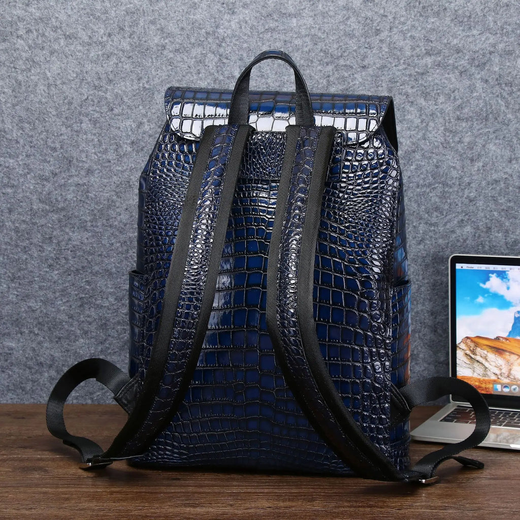 Luxury Men's High Quality Genuine Cowhide Leather Backpack Top Polyester School Bag Durable Closure Hot Sale Direct Luxury Brand