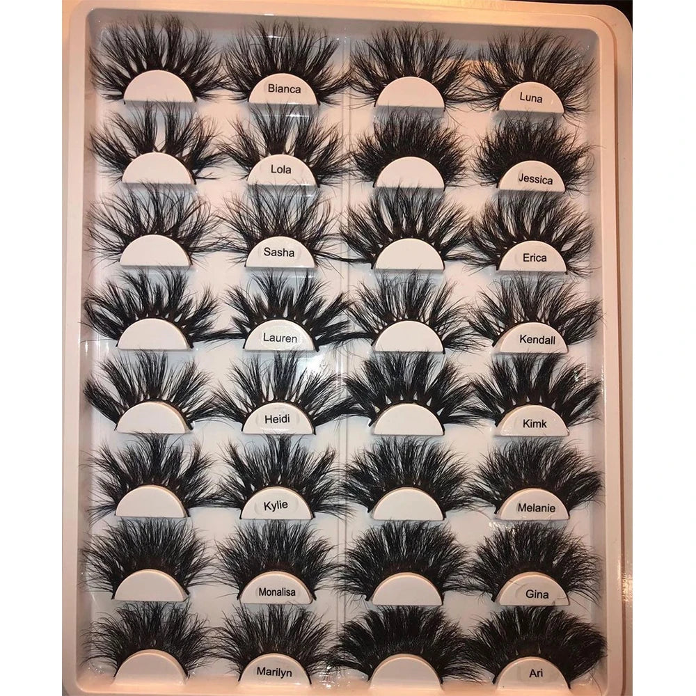 Best Selling 100% Real Mink Lashes3D Wholesale Vendor Eye Lash Set Bulk 25MM Natural  Mink Eyelash With Suitcase Package
