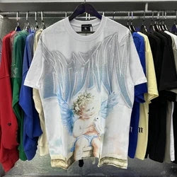 2026 High Quality Cotton Gothic Short Sleeve Skull Printed Hot Drilling T-shirts Low Price Wholesale GUAPI Men's T-shirts