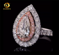 Custom Made Luxury IGI 14k White Gold Bridal Gorgeous 1ct Pear Lab Grown CVD Diamond Engagement Women Style Band Ring Set - 14k ring cad fee only(DM seller first) / around 3.0ct