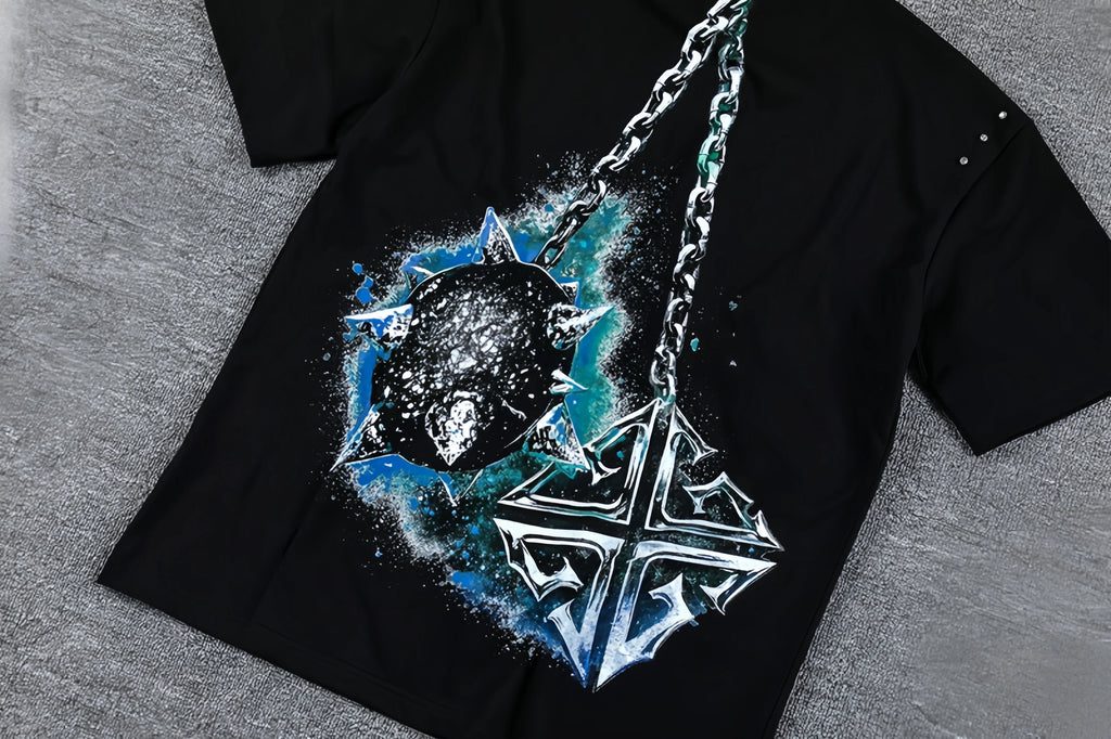2026 High Quality Cotton Gothic Short Sleeve Skull Printed Hot Drilling T-shirts Low Price Wholesale GUAPI Men's T-shirts