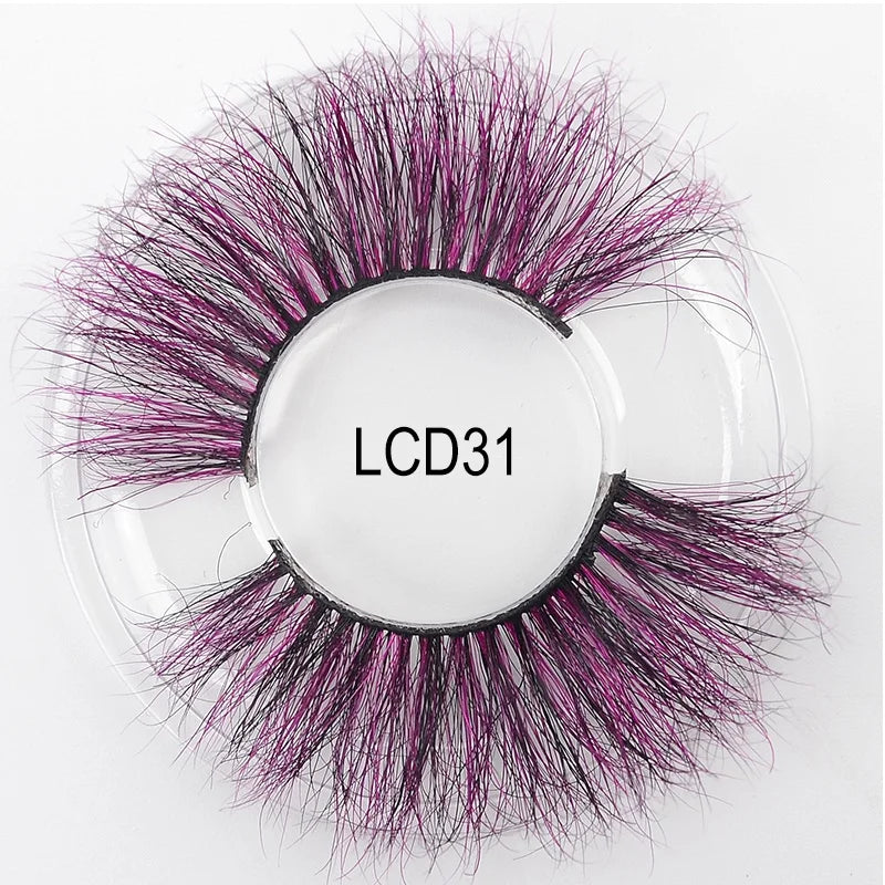 Heart Girl Wholesale  Lash  3D Colourful Lashes Natural Fluffy 25mm Mink False Full Strip Eyelash Boxes Custom logo - Mix / Plastictray+cover / LCD31