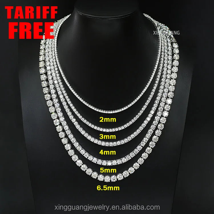 Custom Lab-grown diamond Tennis Bracelet/necklace IGI Certificate Gold Plated 925 Sterling Sliver Claw Setting Fashion Jewelry