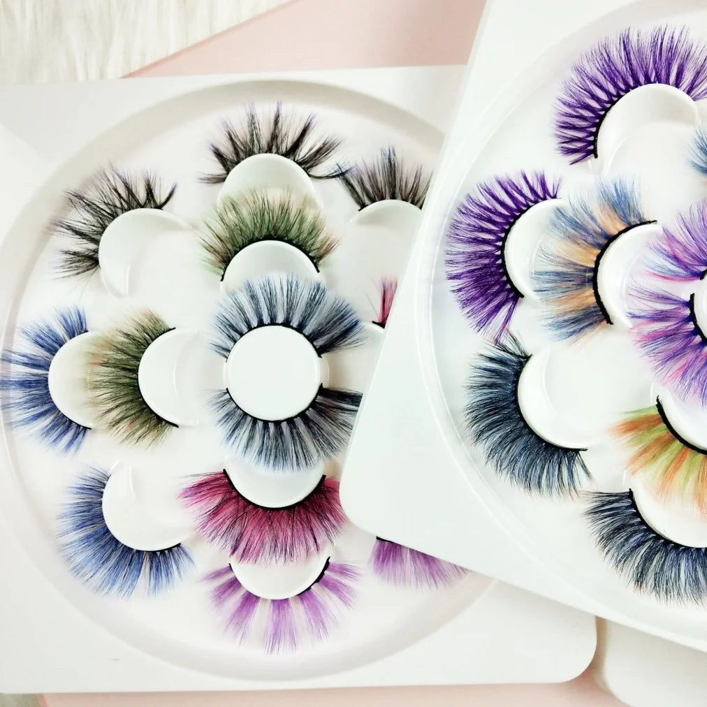 Heart Girl Wholesale  Lash  3D Colourful Lashes Natural Fluffy 25mm Mink False Full Strip Eyelash Boxes Custom logo