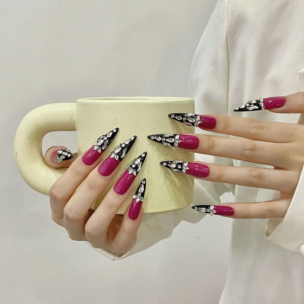 Design 100 Collection High Quality 10pcs Press-On French Square Fake Nails Luxury Handmade Acrylic Gel for Fingers Art Handmade - 10