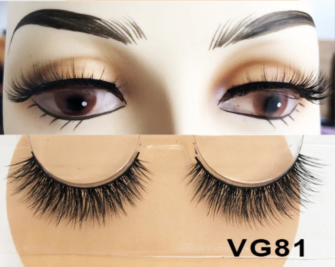 Wholesale Vegan FAUX Mink Eyelashes 25mm 3D Fluffy Full Strip Lashes with Box Cruelty-Free Vendors - Natural Long / VG81